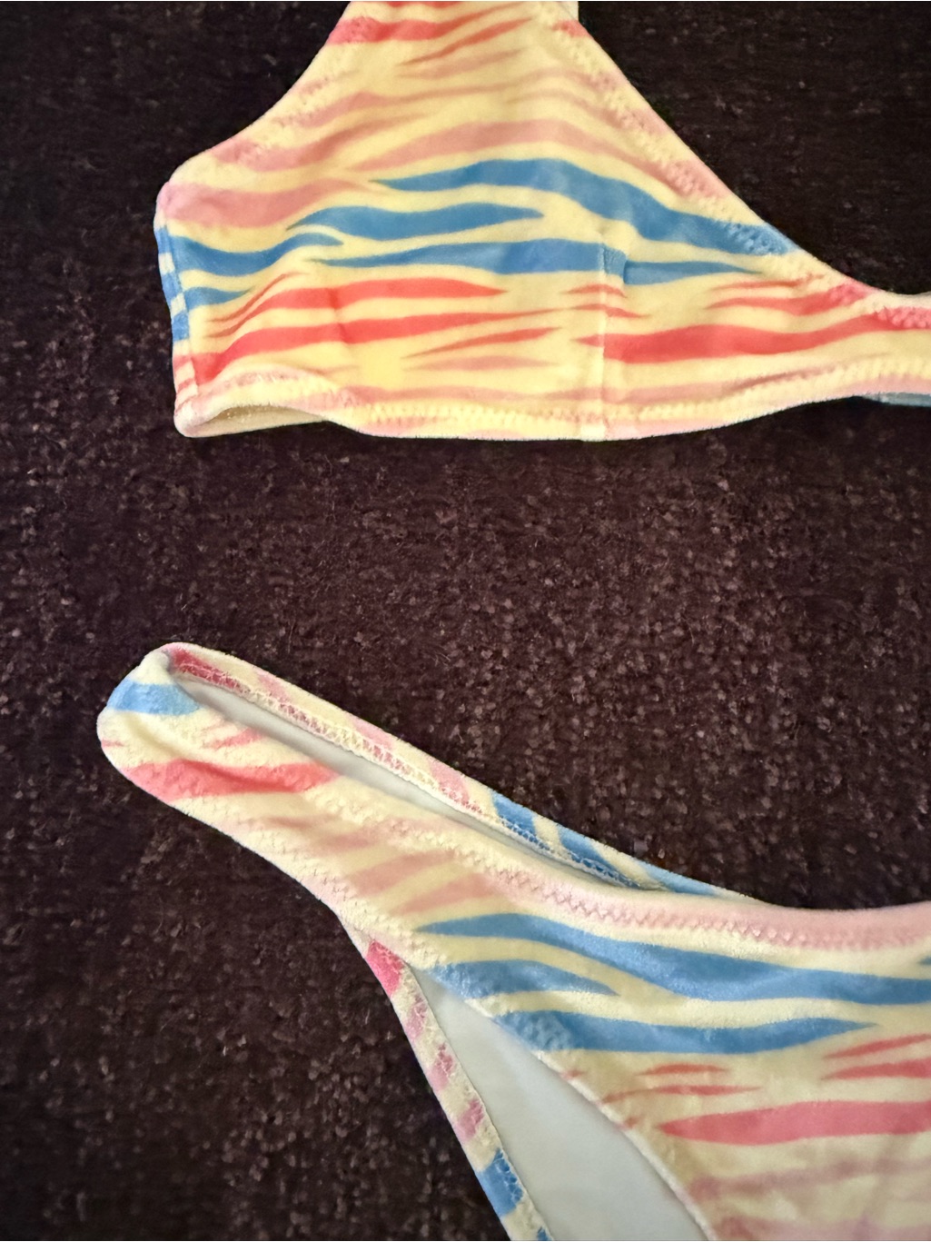 Triangl Multicolor ‘Maia’ Zebra Splash Animal Print Velour Bikini Set $120 — image 2 of 8